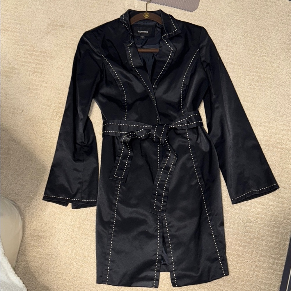 Black Coat with White Stitching